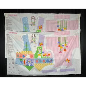2 Vintage Fabric Panels for Creating Easter Vests, Cut and Sew
